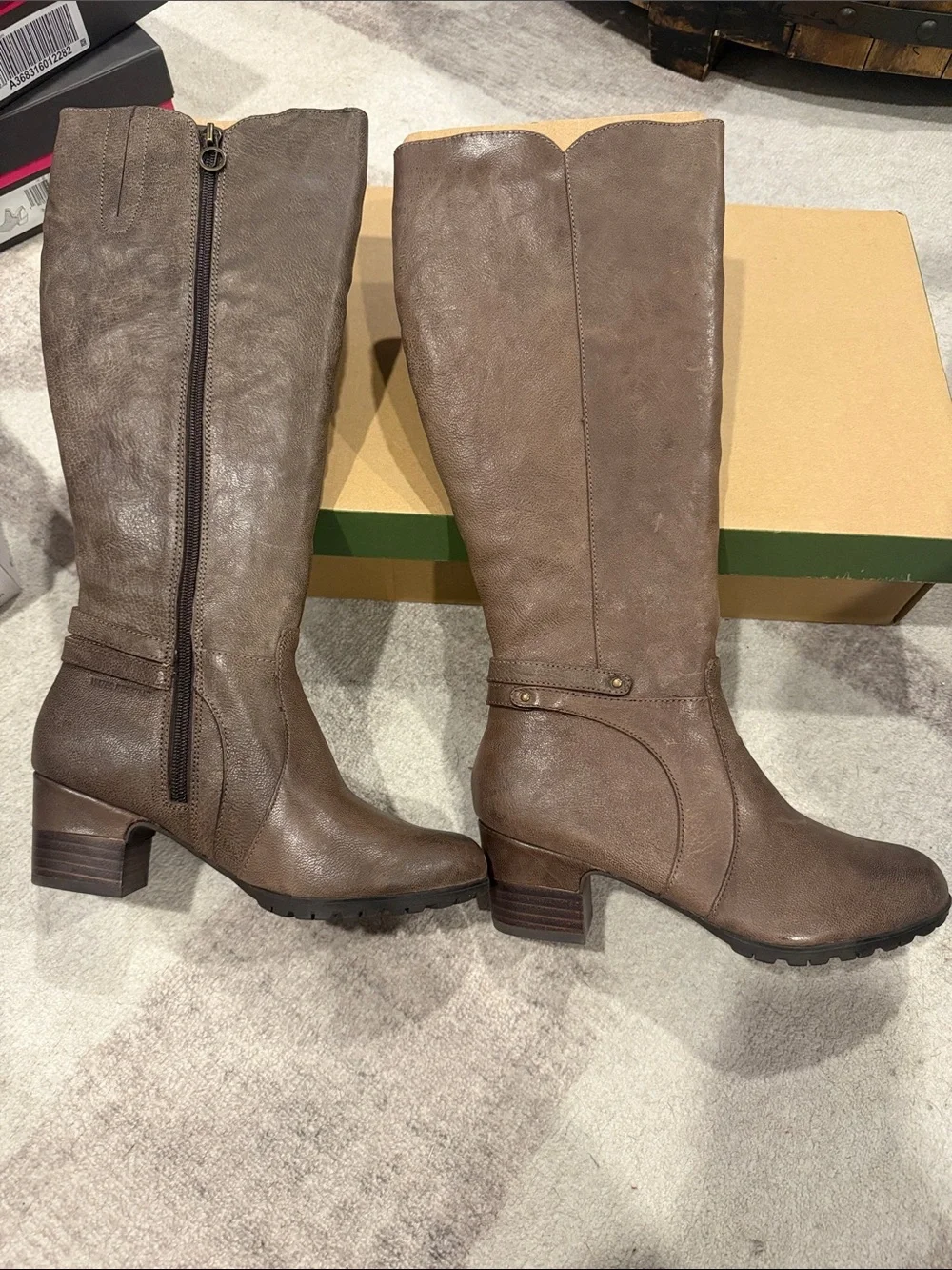 Jambu Over-the-Knee Tall Riding Boots in Taupe Brown